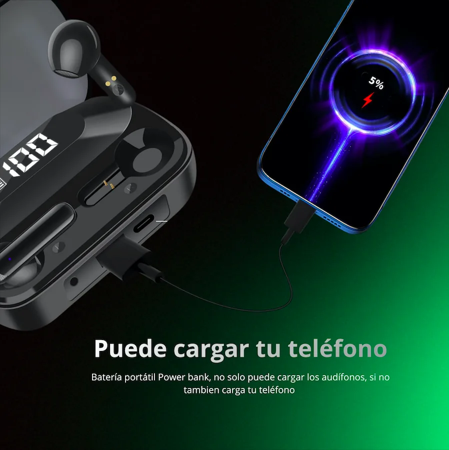 Audífonos AKZ S18 Inalámbricos - Power Bank Integrada