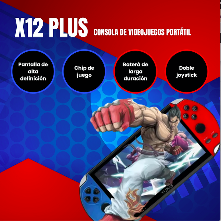 Consola Portátil X12 Plus - 5.1" HD con Juegos Retro