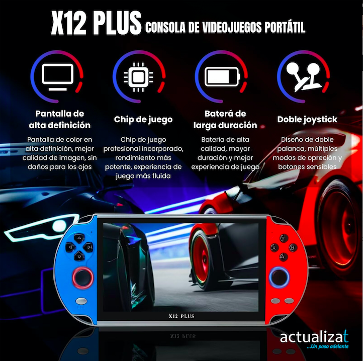 Consola Portátil X12 Plus - 5.1" HD con Juegos Retro